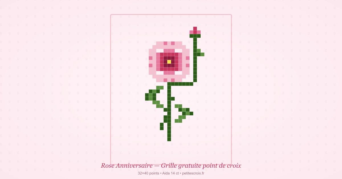 Rose Anniversaire — Grille point de croix gratuite